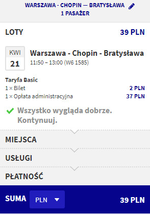 rezerwacja lotów z warszawy do bratysławy