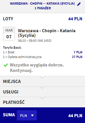 rezerwacja lotów z warszawy do katanii