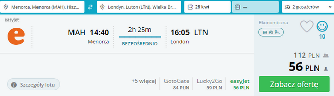 rezerwacja lotów z minorki do londynu