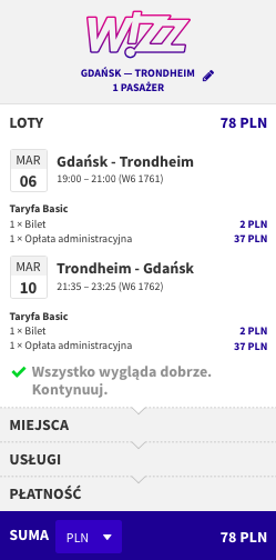 zarezerwuj lot do Trondheim