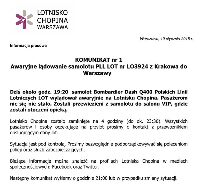 Komunikat LOT