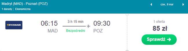 zarezerwuj lot z madrytu do poznania