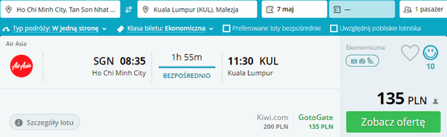 rezerwacja lotu do Kuala Lumpur