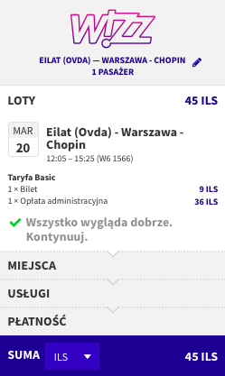 zarezerwuj lot z izraela do warszawy