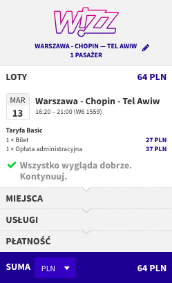 zarezerwuj lot do tel awiwu