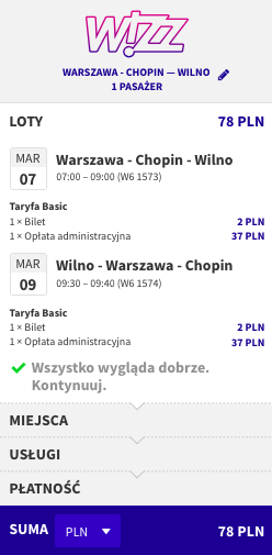 zarezerwuj lot do wilna