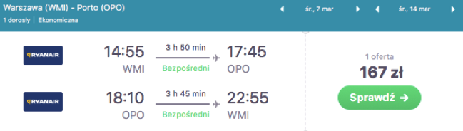 zarezerwuj lot do Porto