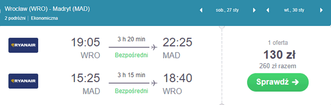 rezerwacja lotów do Madrytu