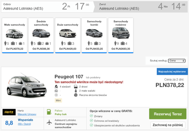 zarezerwuj auto w alesund