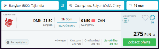 Rezerwacja przelotów z Bangkoku do Kantonu