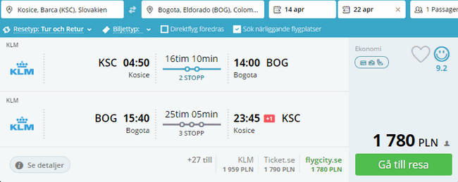 rezerwacja lotów do Kolumbii
