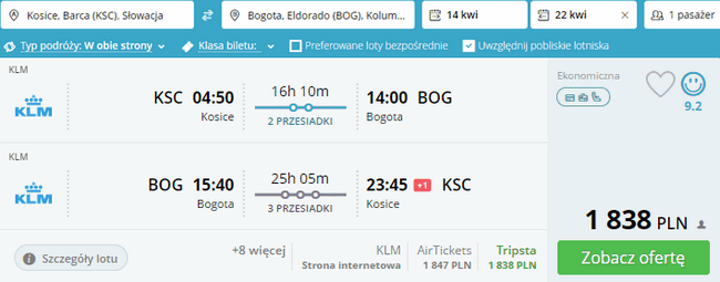 rezerwacja lotów do Kolumbii