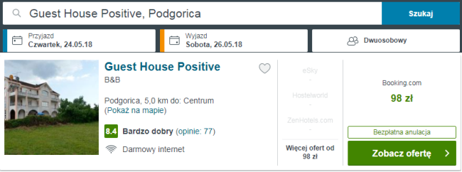 Rezerwacja Guest House Positive