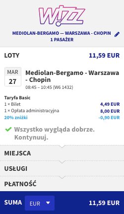 zarezerwuj lot z mediolanu do warszawy