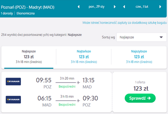 rezerwacja lotów do madrytu