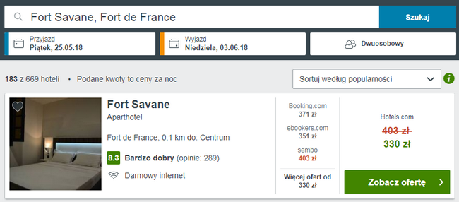 rezerwacja noclegów na martynice