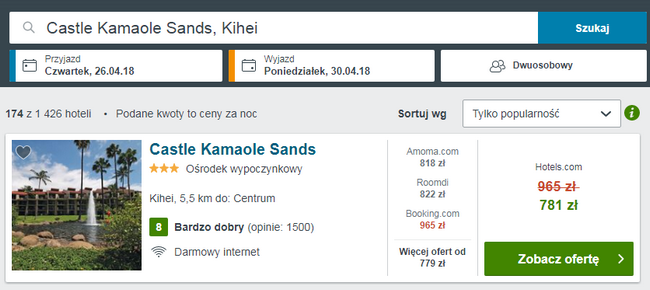 maui rezerwacja spania