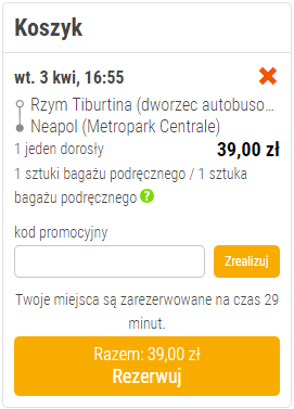 przejazd z Rzymu do Neapolu