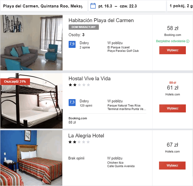 noclegi w Playa del Carmen