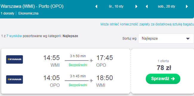 rezerwacja lotów do portgualii