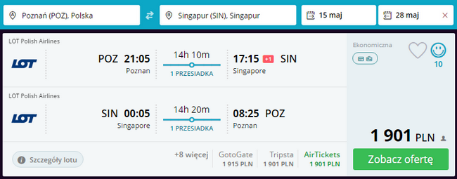 rezerwacja lotów do singapuru z poznania