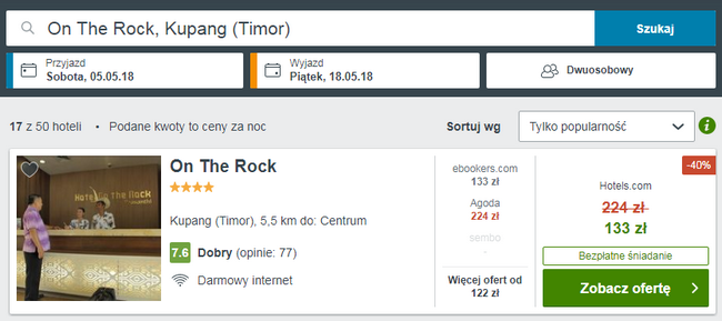 timor rezerwacja noclegów