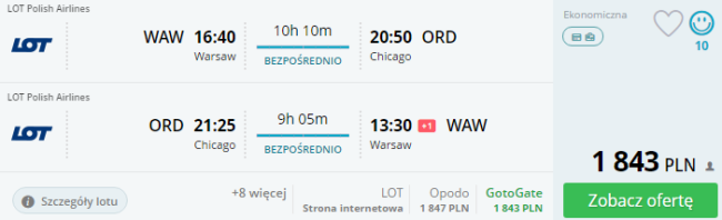 rezerwacja lotów do Chicago