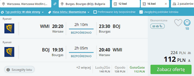 rezerwacja lotów do Bułgarii