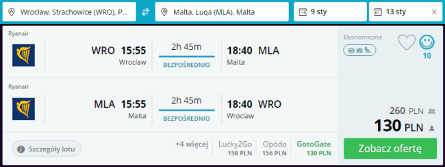 Rezerwacja lotów z Wrocławia na Maltę