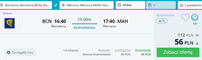 rezerwacja lotów z barcelony na minorkę