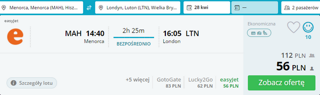 rezerwacja lotów z minorki do londynu