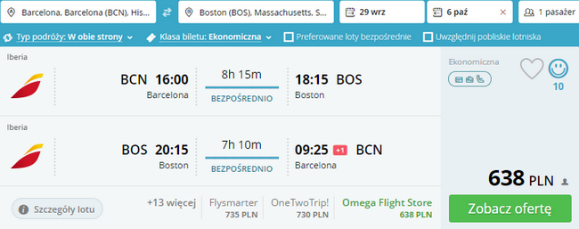 rezerwacja lotów do Bostonu
