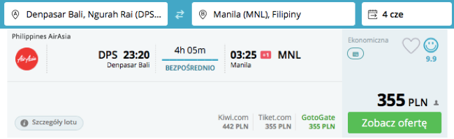 zarezerwuj lot do manili