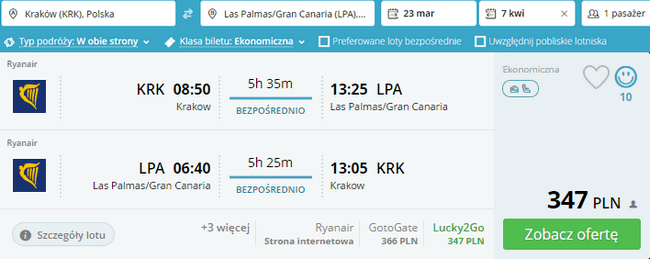 rezerwacja lotów na Gran canarię