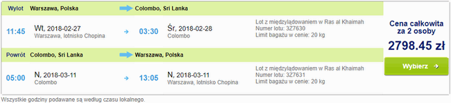 rezerwacja lotów do Kolombo