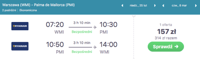 zarezerwuj lot ma Majorie