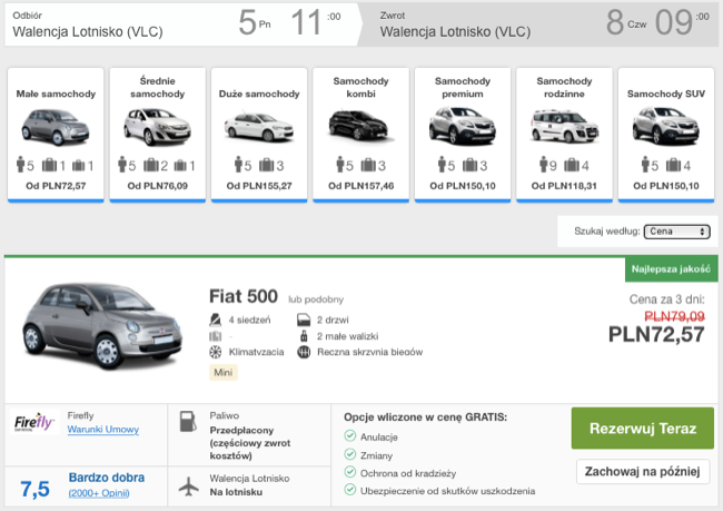 zarezerwuj auto w walencjii