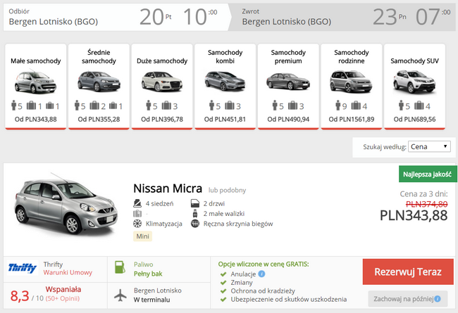 rezerwacja samochodu