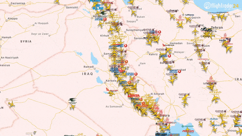 wizualizacja dróg lotniczych