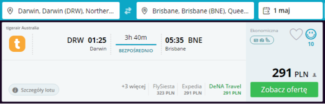 Rezerwacja przelotów z Darwin do Brisbane