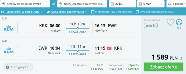 rezerwacja lotów do Nowego Jorku