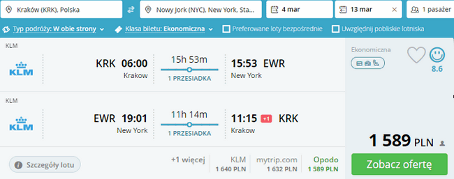 rezerwacja lotów do Nowego Jorku