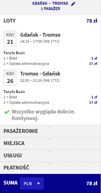 rezerwacja lotów z gdańska do tromso
