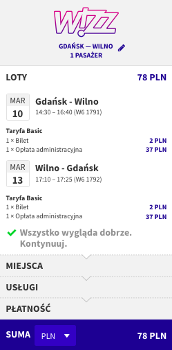 zarezerwuj lot do wilna