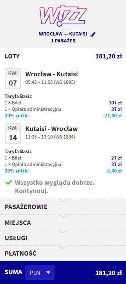 loty do kutaisi