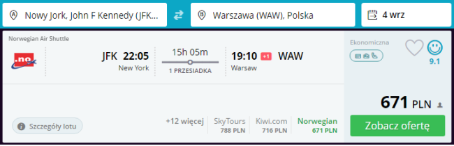 Rezerwacja przelotów z Nowego Jorku do Warszawy