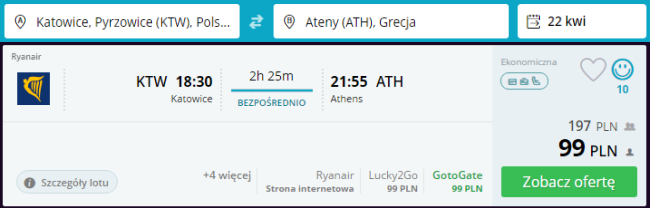 Rezerwacja przelotów z Katowic do Aten