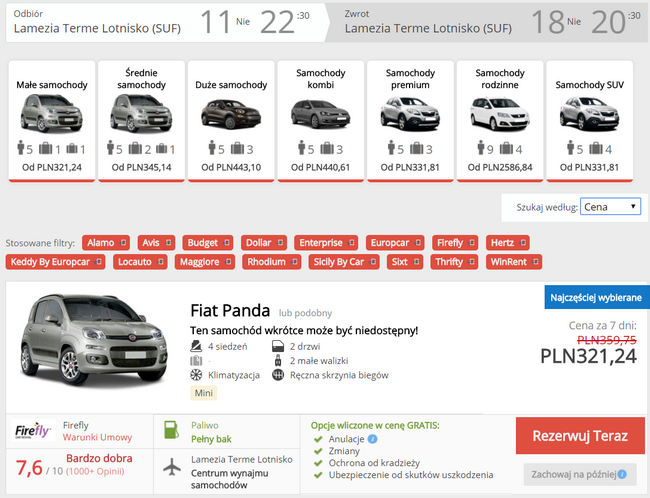 auto we włoszech wynajęcie