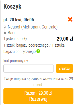 Rezerwacja przejazdu z Neapolu do Bari