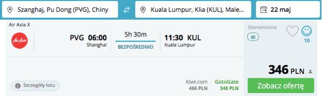 zarezerwuj lot do Kuala Lumpur